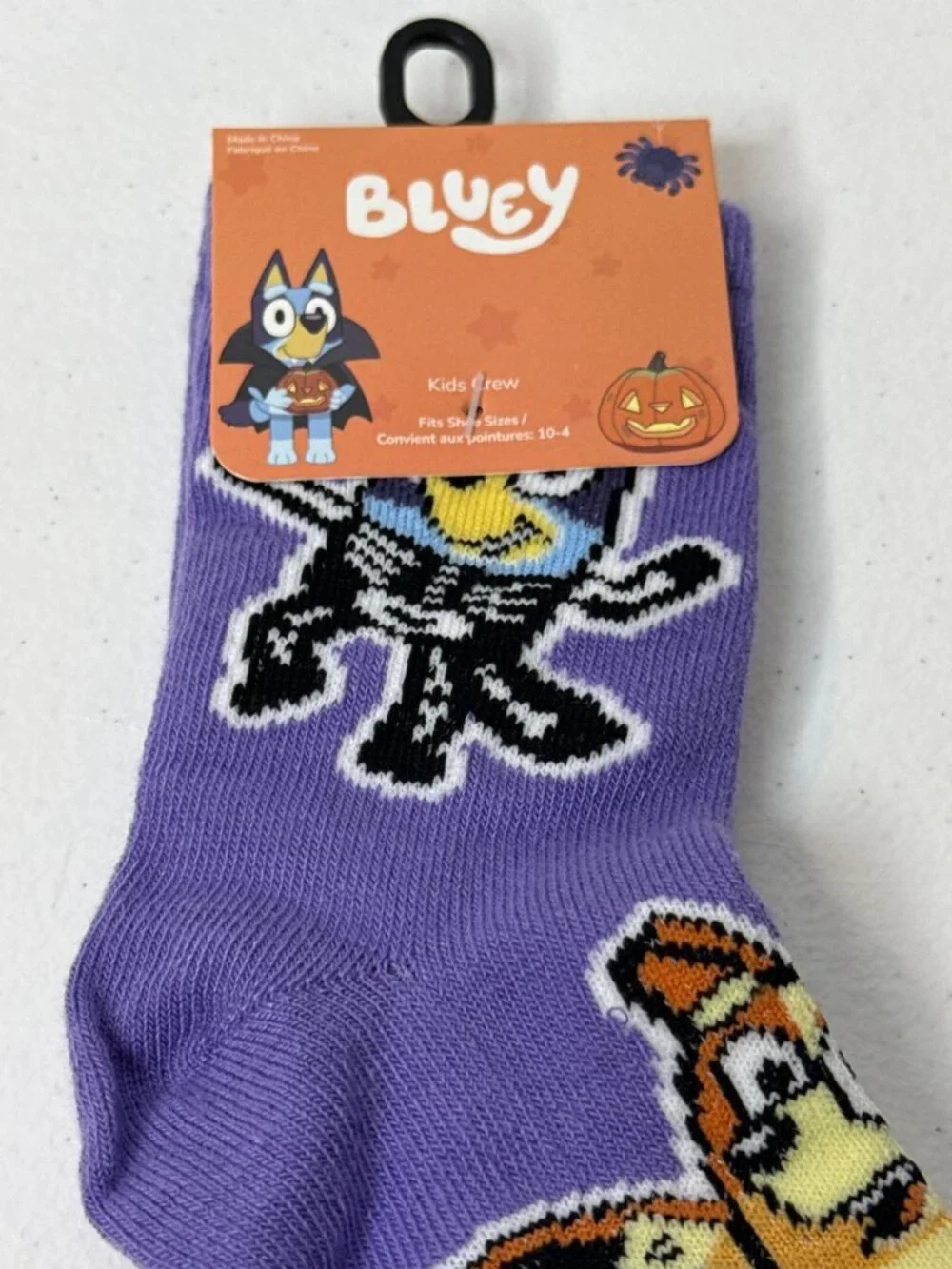 Bluey Bingo Halloween Kids Purple Crew Socks New